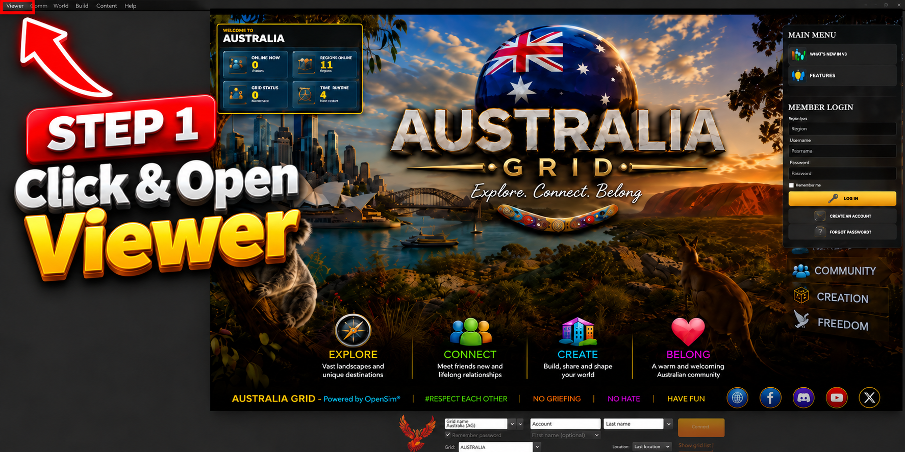 Step 1 - Click and open Viewer in Firestorm
